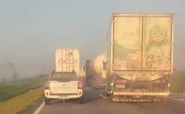 Trânsito lento na BR-101, sentido Sul 