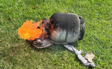 Botijão de gás pega fogo em Jaguaruna