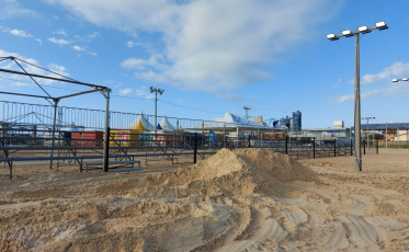 Arena do Mundial Rincão de Beach Tennis Unimed já tem 80% da estrutura montada