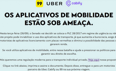 Uber, Cabify e 99 juntas contra PL que pode inviabilizar apps de carona
