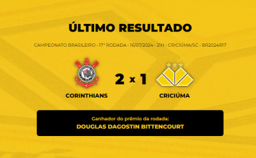 Veja quem venceu o Bolão Bistek da partida entre Corinthians e Criciúma