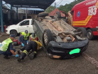 Urussanga: motorista é levada ao hospital após capotamento