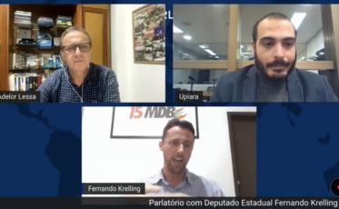 Adelor Lessa e Upiara Boschi recebem Fernando Krelling no Parlatório