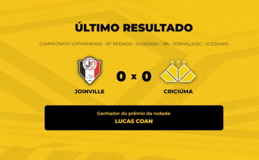 Veja quem ganhou o Bolão Bistek no jogo entre Joinville e Criciúma