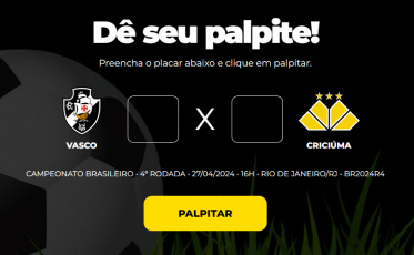 Bolão Bistek: faça o seu palpite para Vasco x Criciúma