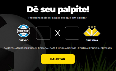 Bolão Bistek: faça o seu palpite para Grêmio e Criciúma