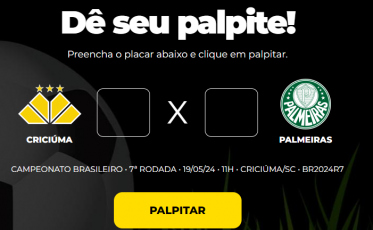 Bolão Bistek: faça o seu palpite para Criciúma e Palmeiras