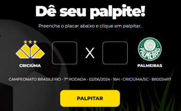 Bolão Bistek: dê seu palpite para Criciúma e Palmeiras 