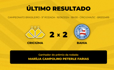 Confira quem venceu o Bolão Bistek da partida entre Criciúma e Bahia