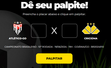 Bolão Bistek: faça o seu palpite para Atlético GO x Criciúma