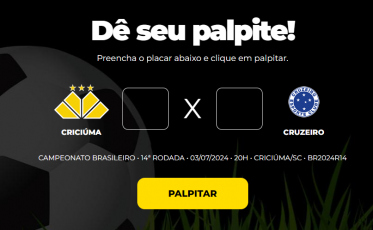 Bolão Bistek: dê seu palpite para Criciúma e Cruzeiro