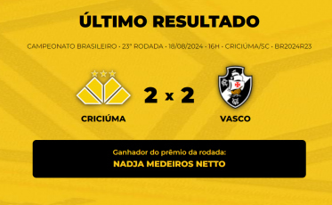 Confira quem venceu o Bolão Bistek da partida entre Criciúma e Vasco