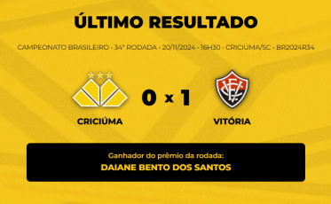 Confira quem venceu o Bolão Bistek da partida entre Criciúma e Vitória
