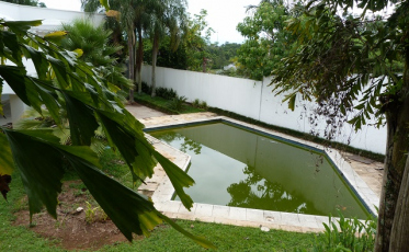 Piscina abandonada continua sem limpeza