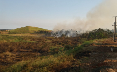 Fogo em vegetação por pouco não atinge empresa