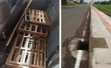 Homem é preso acusado de roubar grades de bueiros 