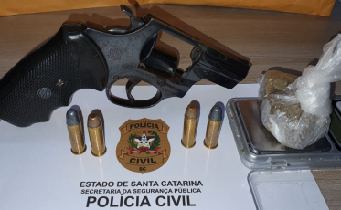 Polícia apreende arma e droga em Siderópolis 