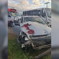 Motorista embriagado colide contra ônibus escolar em Santa Rosa do Sul