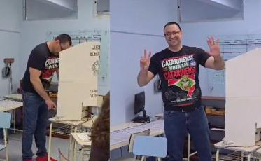 Candidato ao governo, Ralf Zimmer vota em Florianópolis