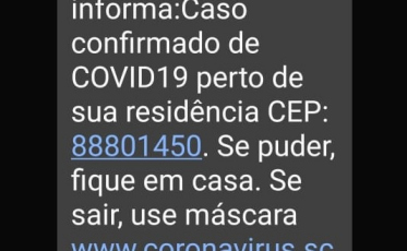 Em Criciúma, mensagens avisando casos de Covid-19 estão chegando