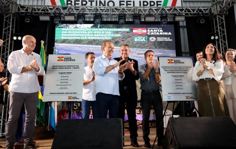 Governador entrega Rodovia da Imigração e revitalização da SC-390 em Pedras Grandes