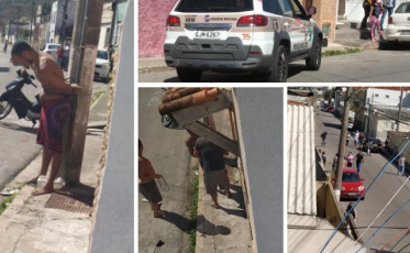 Acusado de roubar ciclista é amarrado em poste