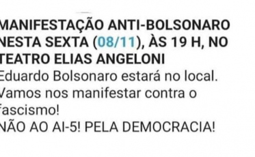 Estudantes aproveitam vinda de Eduardo Bolsonaro para realizar protesto
