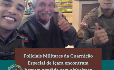 Sem camisa e com frio, homem com alzheimer é encontrado pela PM de Içara