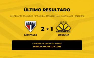 Confira o vencedor do Bolão do Bistek da partida entre São Paulo e Criciúma 
