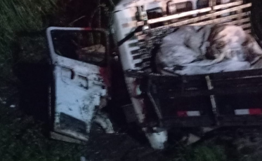 Acidente entre caminhões na BR-101 deixa motorista preso às ferragens