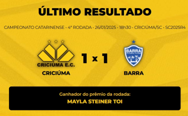 Veja o vencedor do Bolão Bistek para Criciúma x Barra