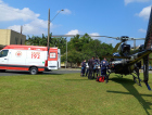 Adolescente é resgatado de helicóptero após colisão entre bicicleta e moto em Nova Veneza