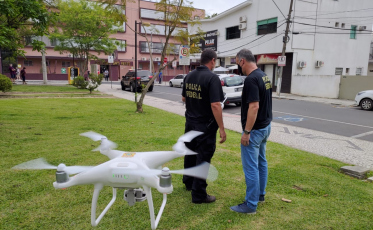 Com auxílio de drone, PF monitora os principais locais de votação de Criciúma