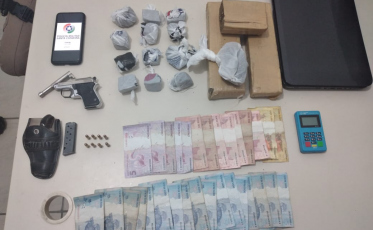 PM apreende 2kg de maconha e uma arma de fogo na Quarta Linha 