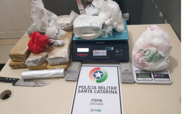 Traficante é preso com mais de 10 quilos de drogas em Criciúma