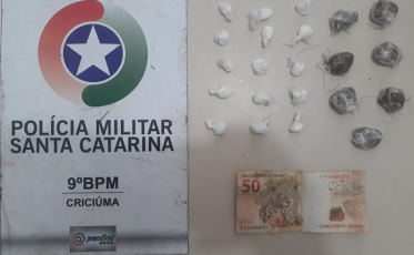 Polícia Militar prende homem por tráfico de drogas em Criciúma
