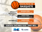 FME/Içara: Escolinhas de Basquete iniciam na próxima semana