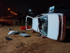 Veículo capota na SC-435 durante a madrugada e vítima fica presa às ferragens