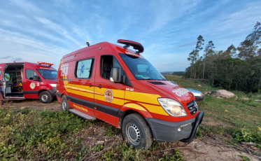 Homens ficam feridos após acidente durante corte de árvore em Treze de Maio