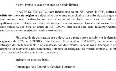 Justiça derruba exigência de Criciúma para que funerárias tenham sede em local de sepultamento