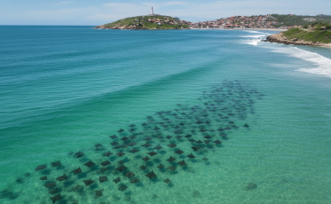 Espetáculo da natureza reúne mais de 100 arraias em frente ao Farol de Santa Marta