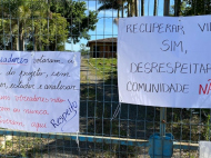 Faixas contra a Central do Recomeço | Thiago Hockmüller/4oito