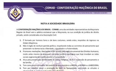 Confederação Maçônica se manifesta: 