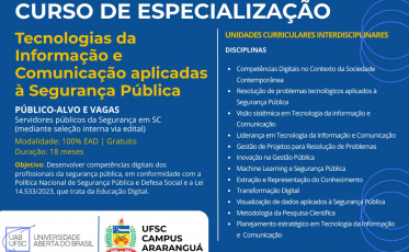 Segurança Pública: UFSC lança curso de especialização gratuito