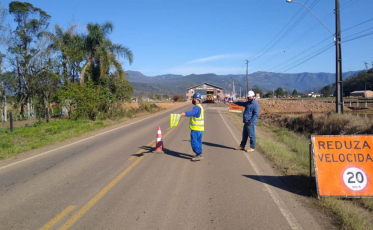 Na BR-285, obras continuam no acesso a Timbé do Sul