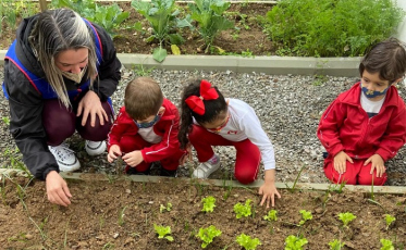 Hortas da Afasc envolvem as crianças e estimulam o consumo de hortifrutis