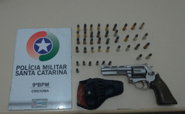 PM apreende arma de fogo e 42 munições