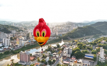 Cidade de SC vira palco de espetáculo aéreo com balões inusitados