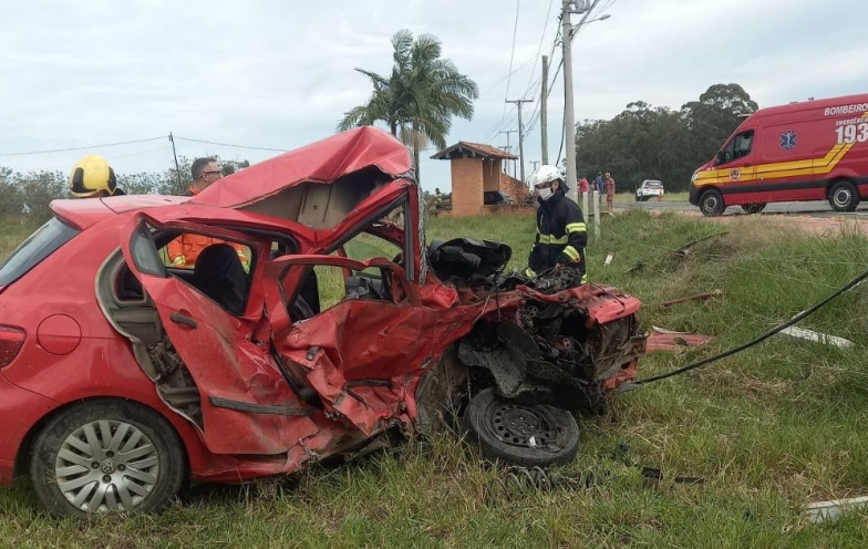 Colisão violenta deixa um morto e dois feridos em Balneário Rincão