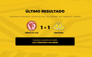 Saiba quem ganhou o Bolão Bistek no jogo entre Hercílio Luz e Criciúma